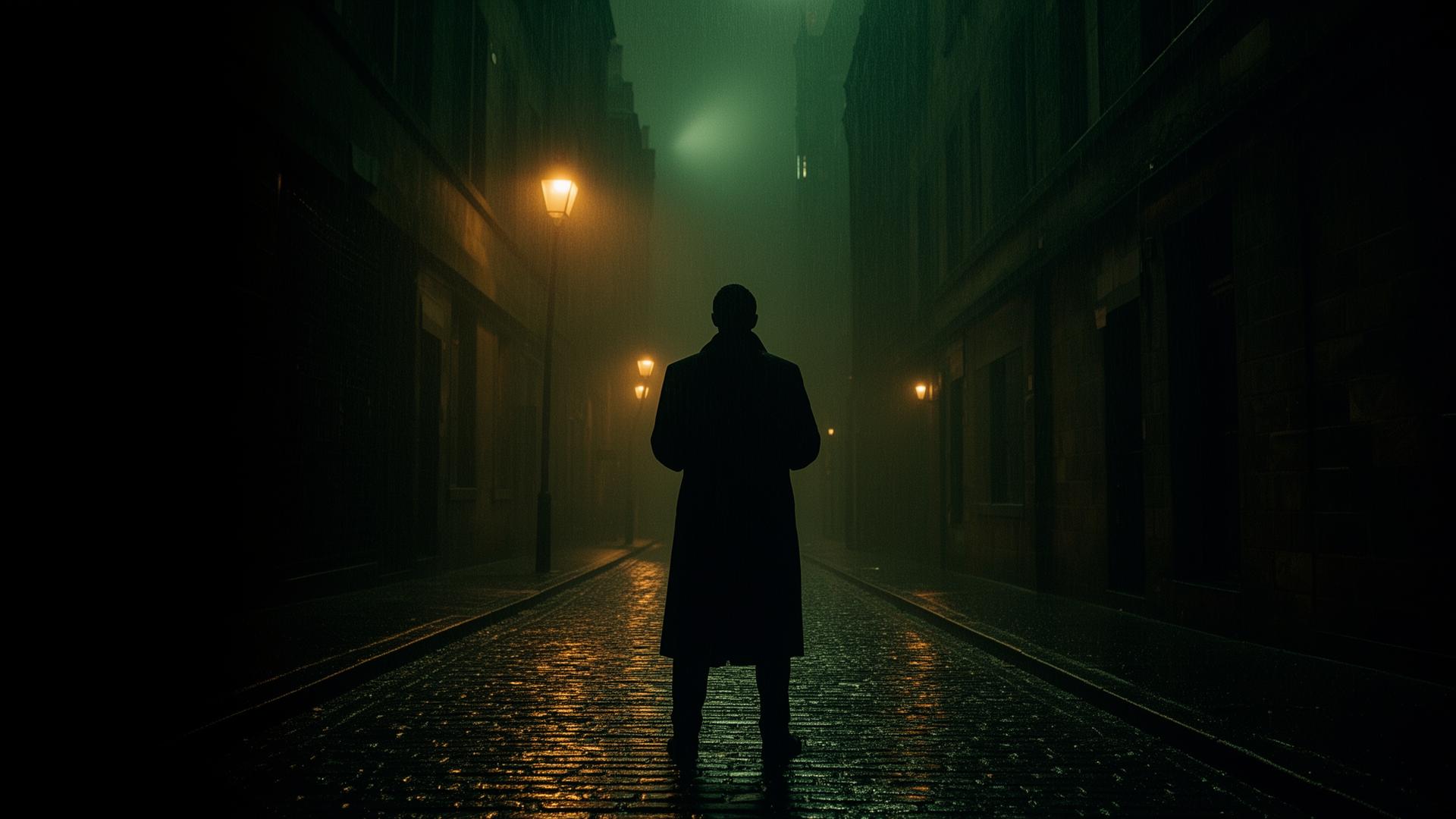 Atmospheric Glasgow street at night